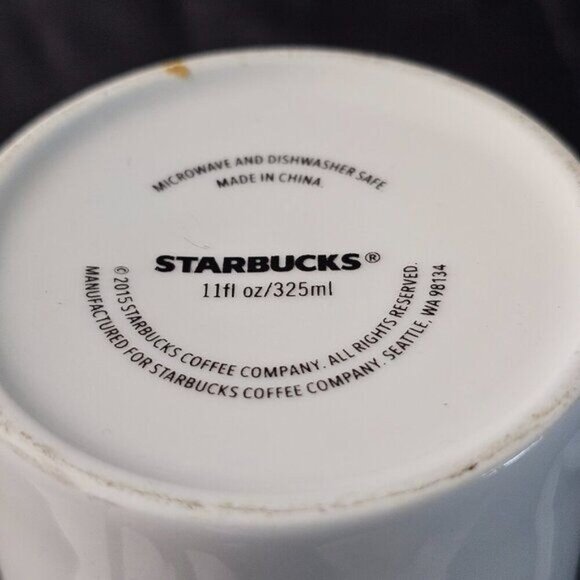 2015 Starbuck's TAZO Tea Mug/Cup, Ornate Scroll, White Burnt Orange Fleur De Lis - Picture 7 of 11